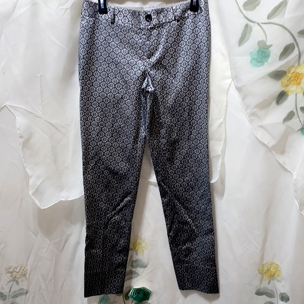 BANANA REPUBLIC BLACK/SILVER CAMDEN PANT COTTON/POLYESTER/SPANDEX SZ 2